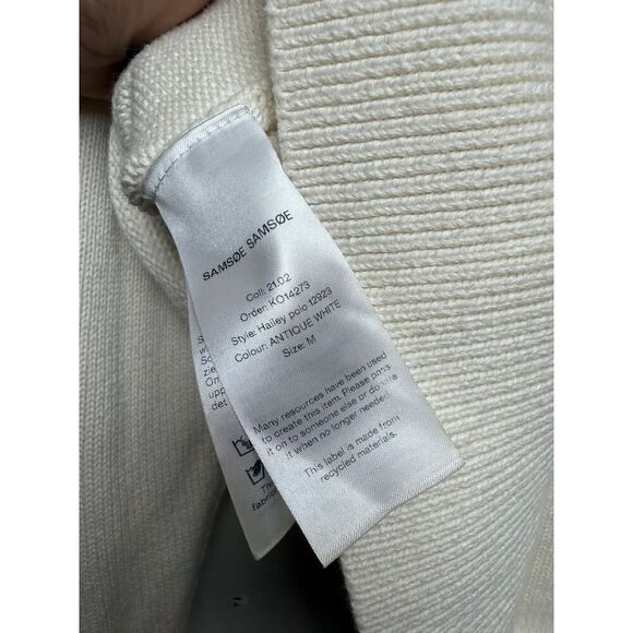 SAMSØE SAMSØE Hailey Polo Sweater – Antique White Knit Top, Women’s Size M - Picture 8 of 10